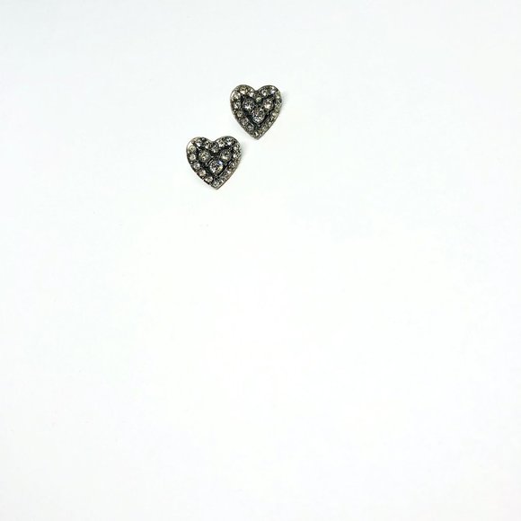 New! Rhinestones Heart Stud Earrings Silver - Picture 6 of 6